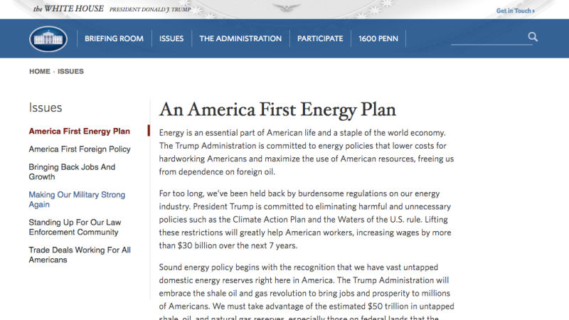 Illustration for article titled Trump's White House Is Already Tearing Up Obama's Websites